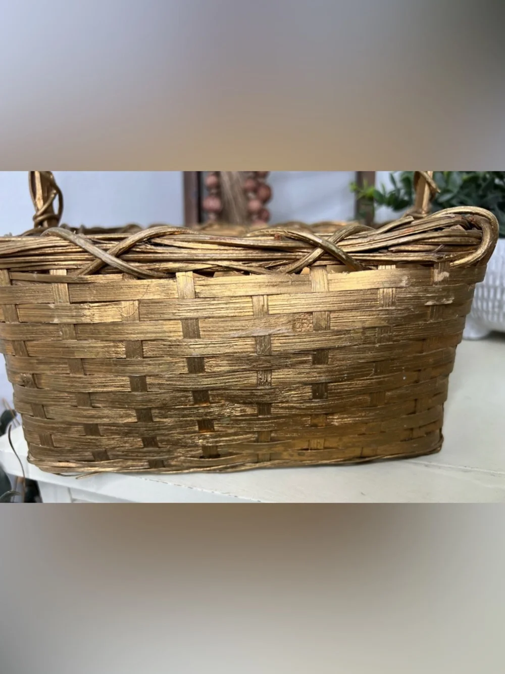 Vintage Handwoven Gold Basket
